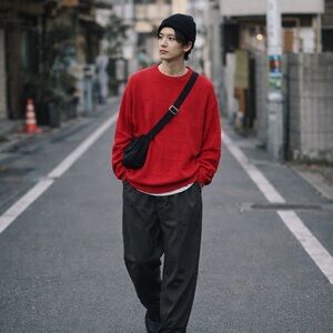 Dockers Vintage Style Oversized Red 100% Cotton Crewneck Sweater 2XLT